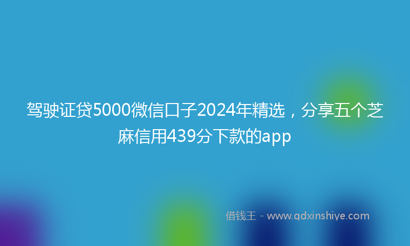 驾驶证贷5000微信口子2024年精选，分享五个芝麻信用439分下款的app