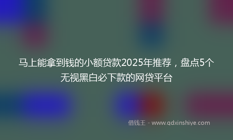 马上能拿到钱的小额贷款2025年推荐，盘点5个无视黑白必下款的网贷平台