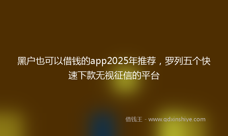 黑户也可以借钱的app2025年推荐，罗列五个快速下款无视征信的平台
