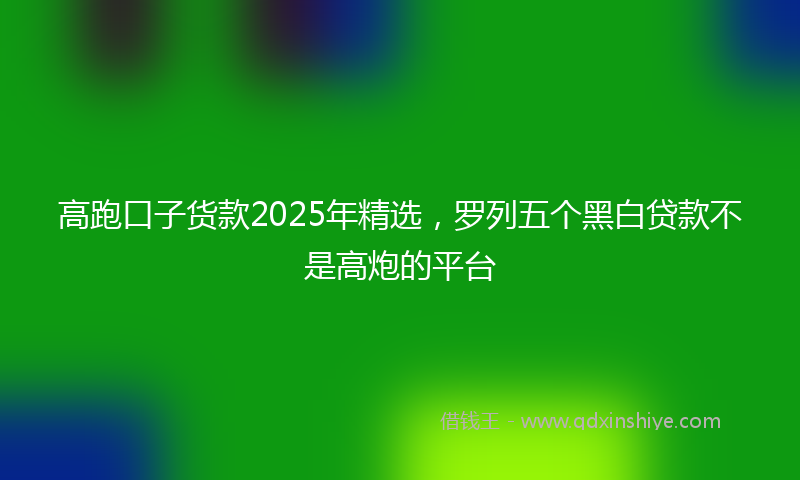 高跑口子货款2025年精选，罗列五个黑白贷款不是高炮的平台