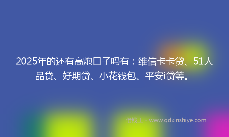 2025年的还有高炮口子吗有：维信卡卡贷、51人品贷、好期贷、小花钱包、平安i贷等。