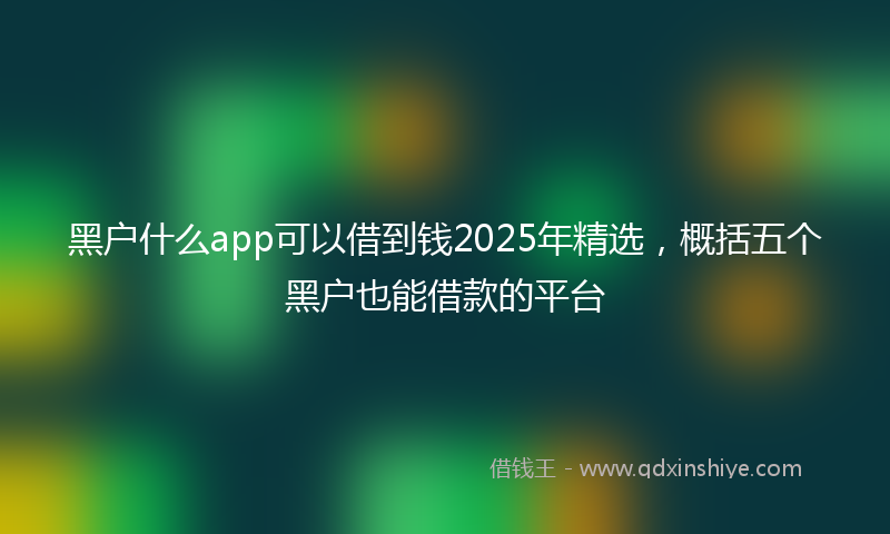 黑户什么app可以借到钱2025年精选，概括五个黑户也能借款的平台