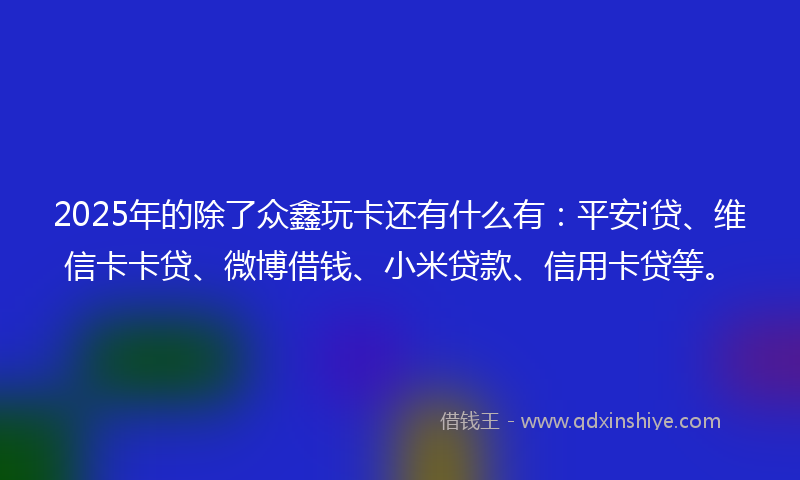 2025年的除了众鑫玩卡还有什么有：平安i贷、维信卡卡贷、微博借钱、小米贷款、信用卡贷等。