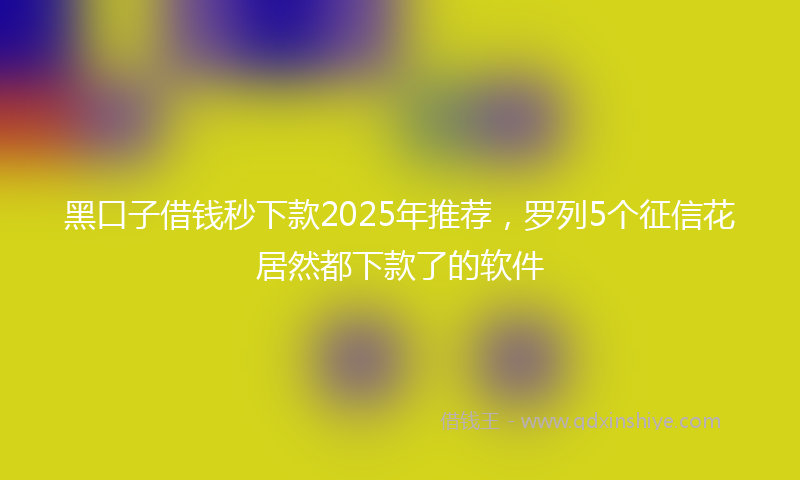 黑口子借钱秒下款2025年推荐，罗列5个征信花居然都下款了的软件