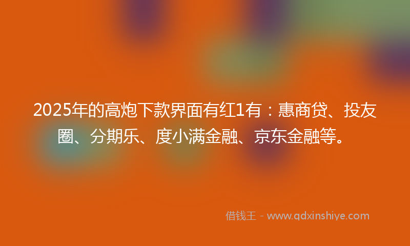 2025年的高炮下款界面有红1有：惠商贷、投友圈、分期乐、度小满金融、京东金融等。