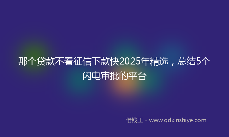 那个贷款不看征信下款快2025年精选，总结5个闪电审批的平台