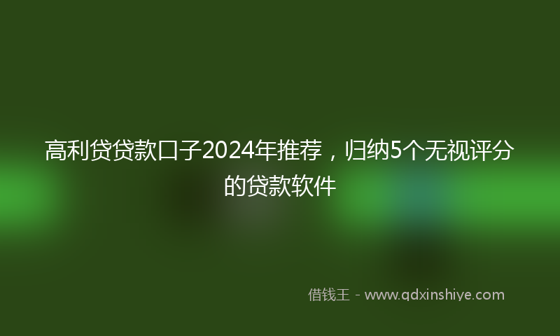 高利贷贷款口子2024年推荐，归纳5个无视评分的贷款软件