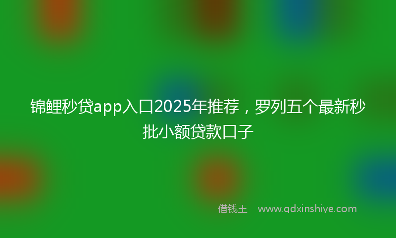 锦鲤秒贷app入口2025年推荐，罗列五个最新秒批小额贷款口子