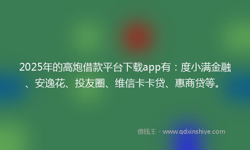 2025年的高炮借款平台下载app有：度小满金融、安逸花、投友圈、维信卡卡贷、惠商贷等。