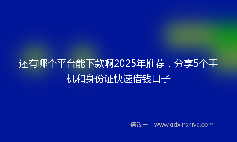 还有哪个平台能下款啊2025年推荐，分享5个手机和身份证快速借钱口子