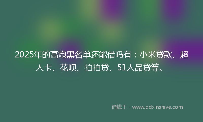 2025年的高炮黑名单还能借吗有：小米贷款、超人卡、花呗、拍拍贷、51人品贷等。