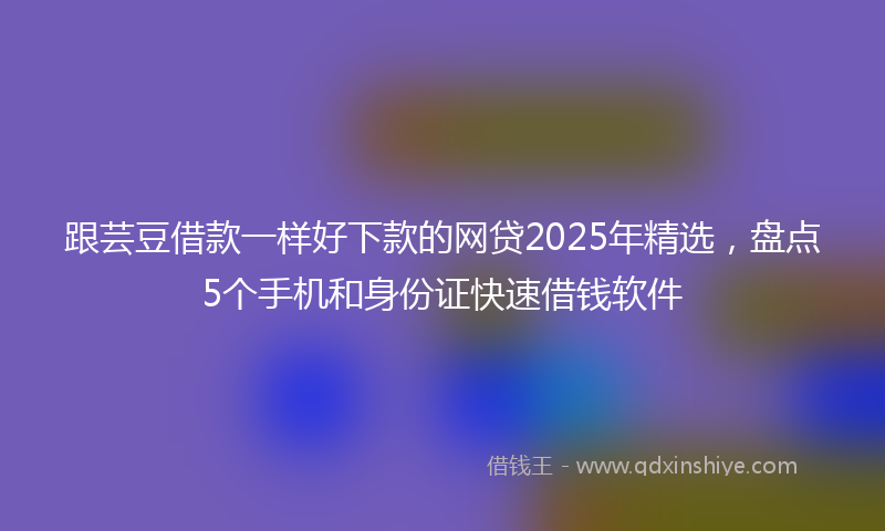 跟芸豆借款一样好下款的网贷2025年精选，盘点5个手机和身份证快速借钱软件