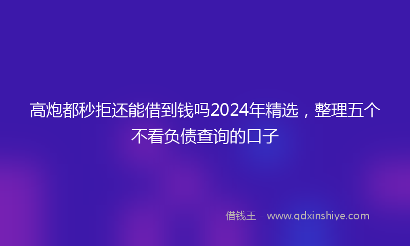 高炮都秒拒还能借到钱吗2024年精选，整理五个不看负债查询的口子