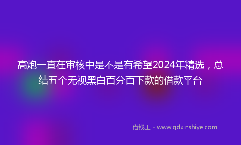 高炮一直在审核中是不是有希望2024年精选，总结五个无视黑白百分百下款的借款平台