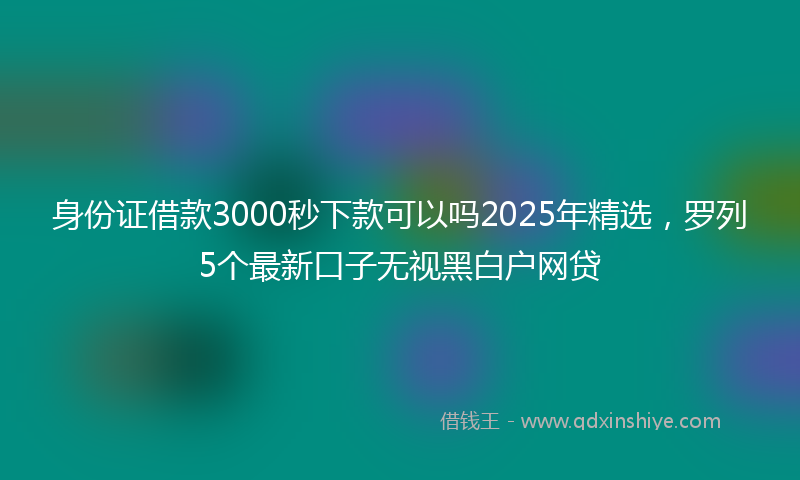 身份证借款3000秒下款可以吗2025年精选，罗列5个最新口子无视黑白户网贷