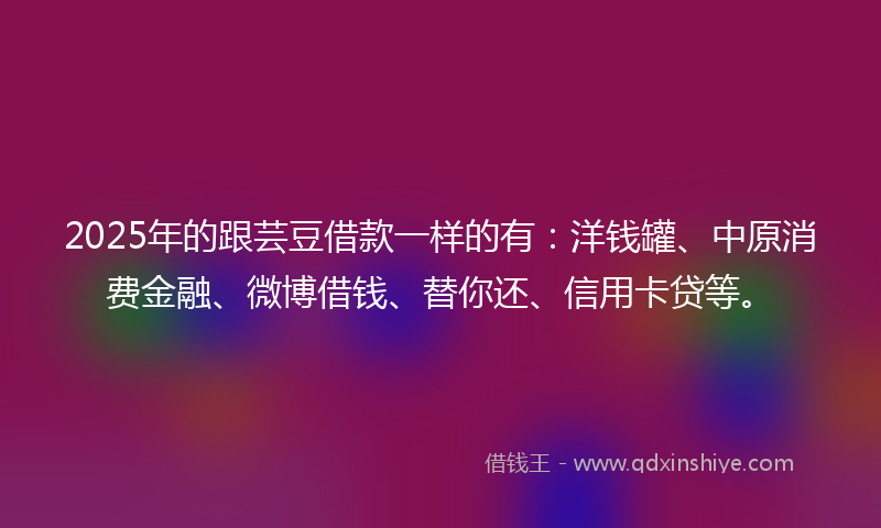 2025年的跟芸豆借款一样的有：洋钱罐、中原消费金融、微博借钱、替你还、信用卡贷等。