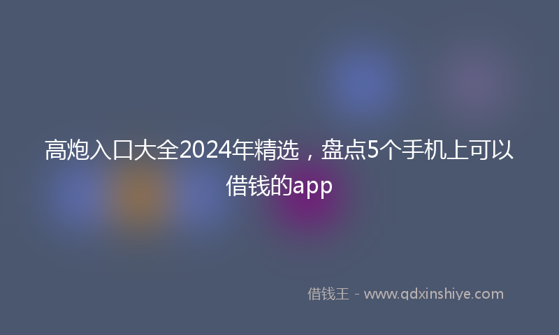 高炮入口大全2024年精选，盘点5个手机上可以借钱的app