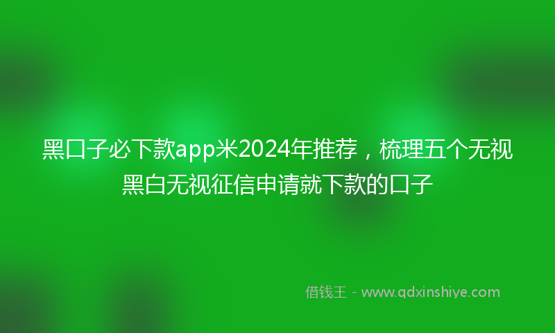 黑口子必下款app米2024年推荐，梳理五个无视黑白无视征信申请就下款的口子
