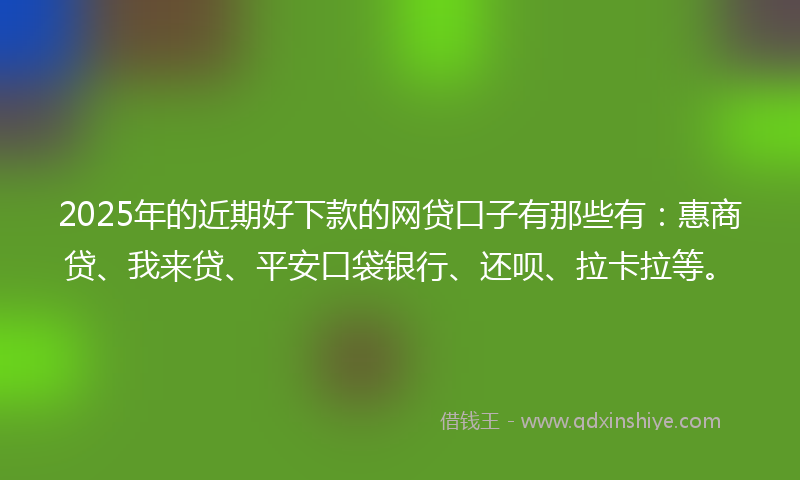 2025年的近期好下款的网贷口子有那些有：惠商贷、我来贷、平安口袋银行、还呗、拉卡拉等。