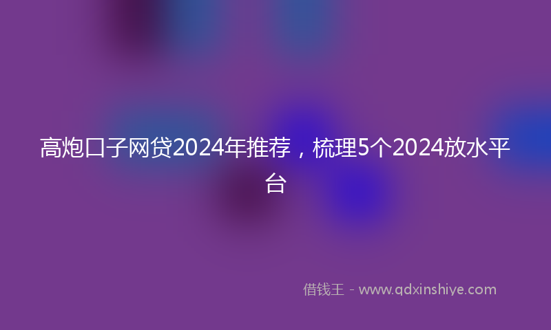 高炮口子网贷2024年推荐，梳理5个2024放水平台