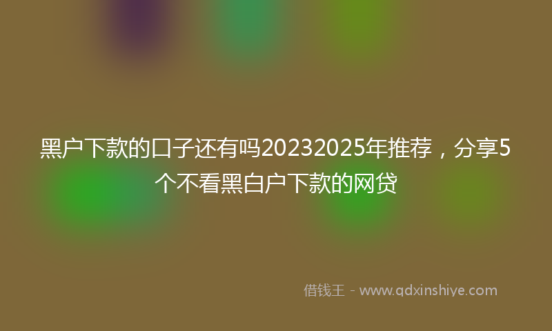 黑户下款的口子还有吗20232025年推荐，分享5个不看黑白户下款的网贷