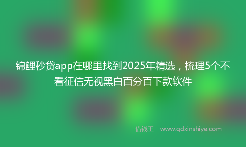 锦鲤秒贷app在哪里找到2025年精选，梳理5个不看征信无视黑白百分百下款软件