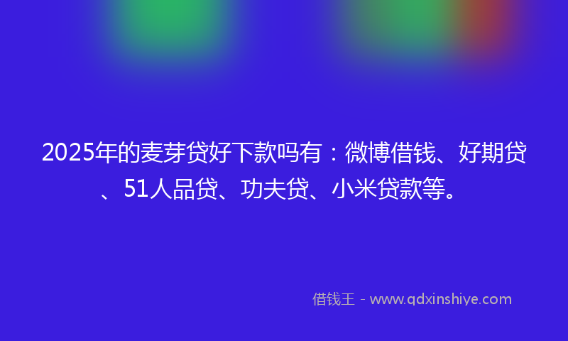 2025年的麦芽贷好下款吗有：微博借钱、好期贷、51人品贷、功夫贷、小米贷款等。