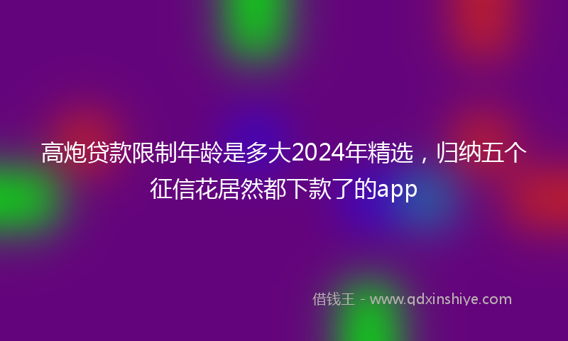 高炮贷款限制年龄是多大2024年精选，归纳五个征信花居然都下款了的app