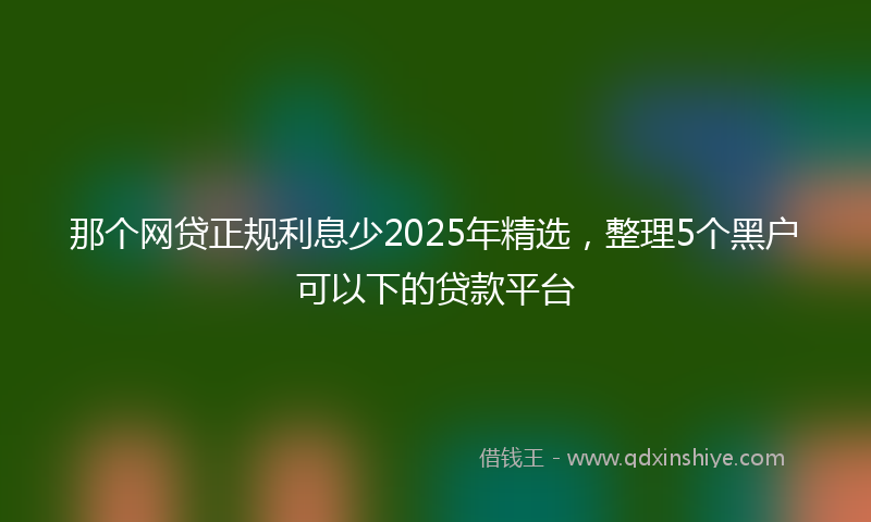 那个网贷正规利息少2025年精选，整理5个黑户可以下的贷款平台
