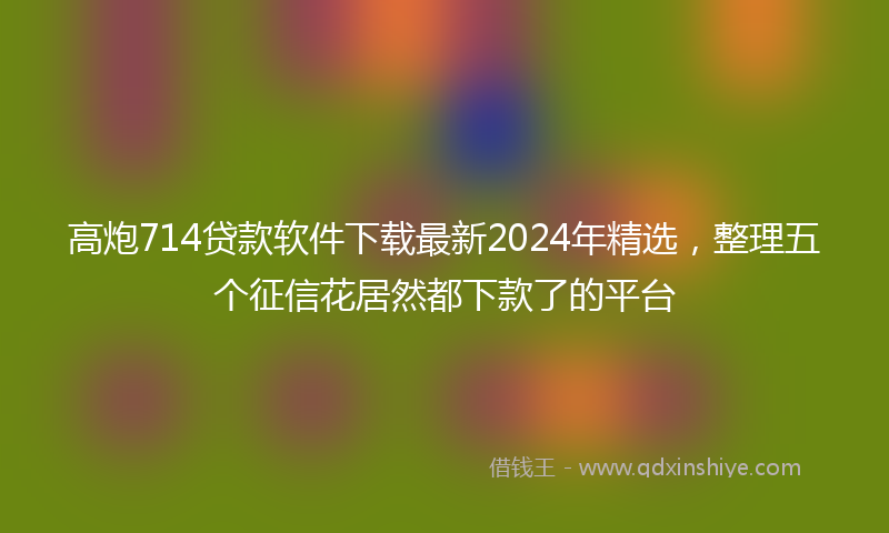 高炮714贷款软件下载最新2024年精选，整理五个征信花居然都下款了的平台