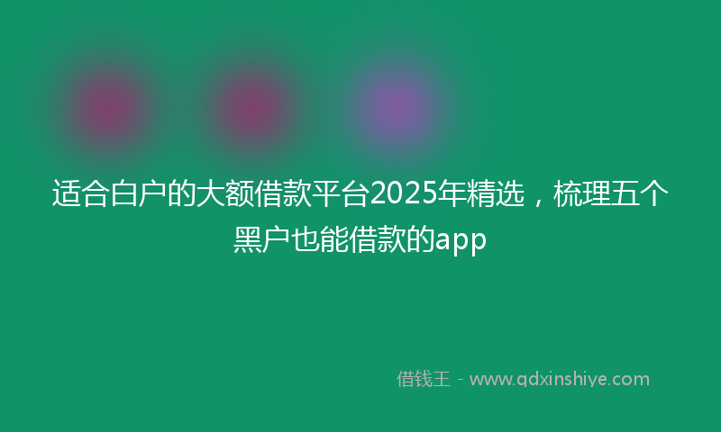 适合白户的大额借款平台2025年精选，梳理五个黑户也能借款的app