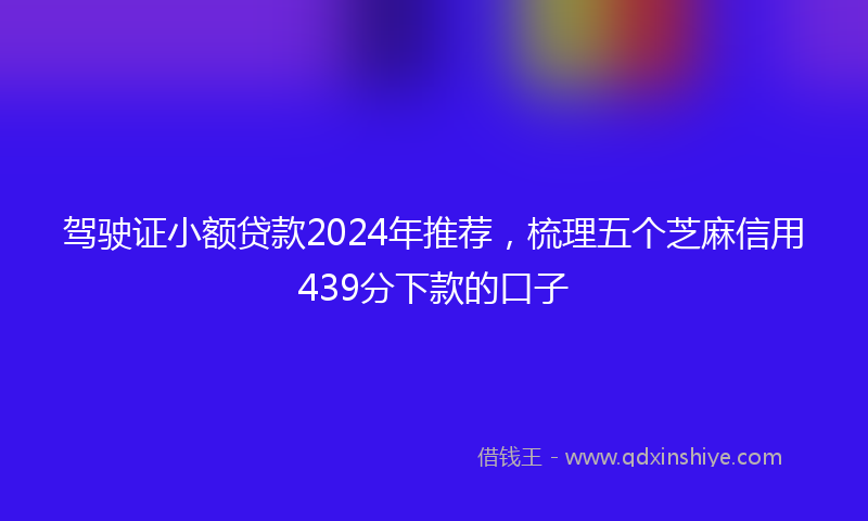 驾驶证小额贷款2024年推荐，梳理五个芝麻信用439分下款的口子