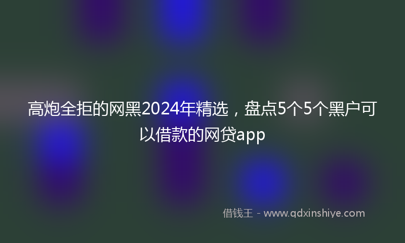 高炮全拒的网黑2024年精选，盘点5个5个黑户可以借款的网贷app