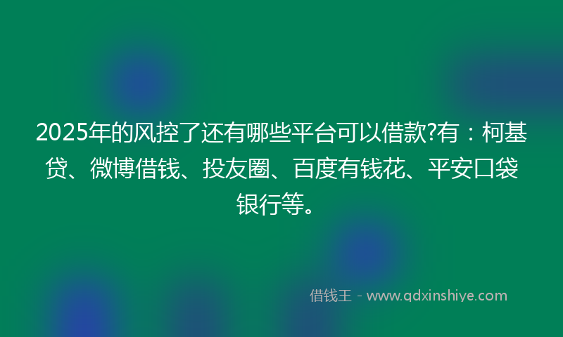 2025年的风控了还有哪些平台可以借款?有：柯基贷、微博借钱、投友圈、百度有钱花、平安口袋银行等。