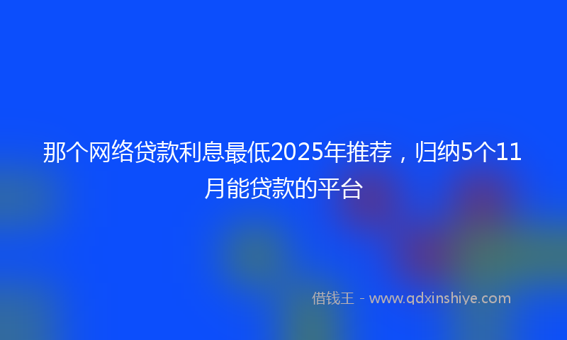 那个网络贷款利息最低2025年推荐，归纳5个11月能贷款的平台