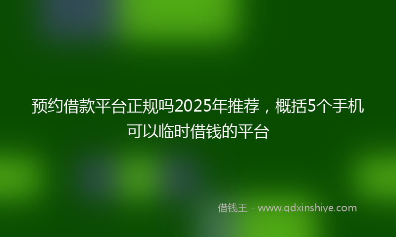 预约借款平台正规吗2025年推荐，概括5个手机可以临时借钱的平台