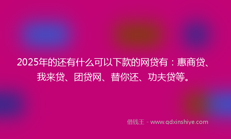 2025年的还有什么可以下款的网贷有：惠商贷、我来贷、团贷网、替你还、功夫贷等。