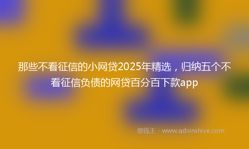 那些不看征信的小网贷2025年精选，归纳五个不看征信负债的网贷百分百下款app