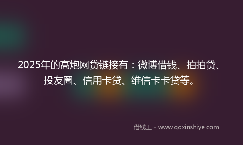 2025年的高炮网贷链接有：微博借钱、拍拍贷、投友圈、信用卡贷、维信卡卡贷等。