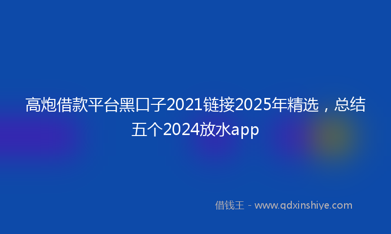 高炮借款平台黑口子2021链接2025年精选，总结五个2024放水app