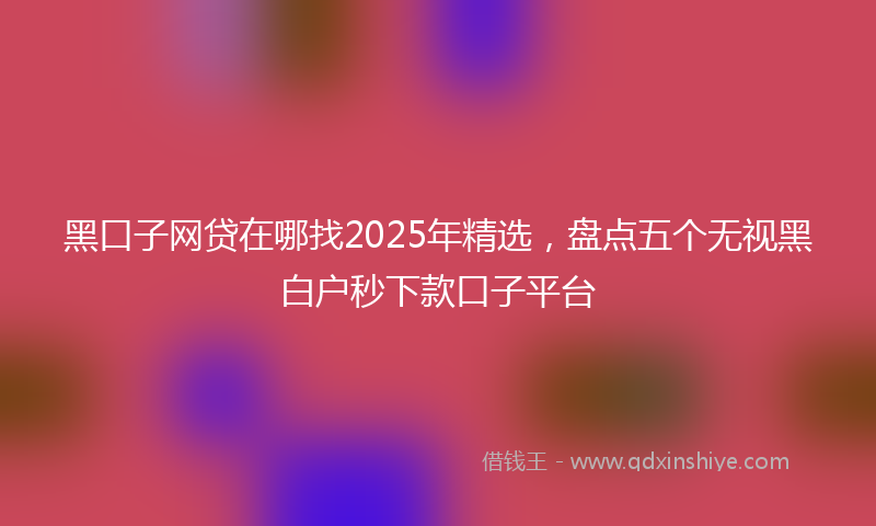 黑口子网贷在哪找2025年精选，盘点五个无视黑白户秒下款口子平台