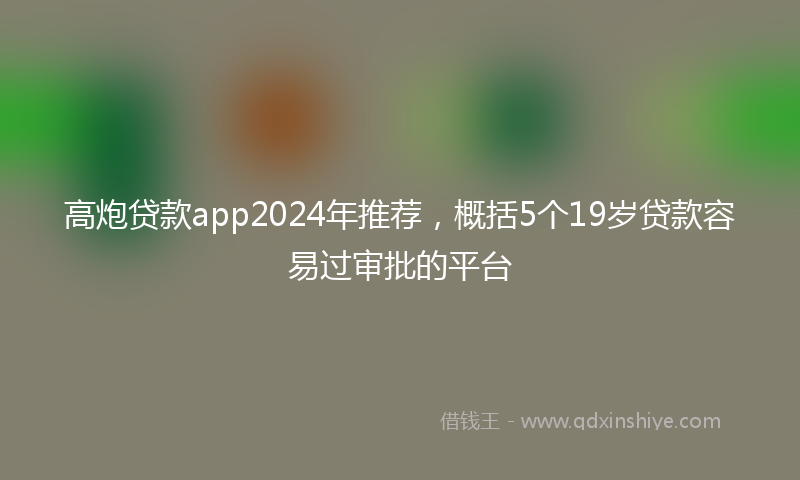 高炮贷款app2024年推荐，概括5个19岁贷款容易过审批的平台