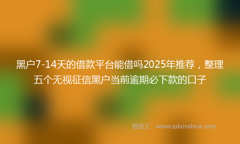 黑户7-14天的借款平台能借吗2025年推荐，整理五个无视征信黑户当前逾期必下款的口子