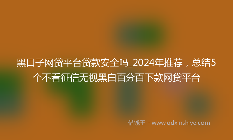 黑口子网贷平台贷款安全吗_2024年推荐，总结5个不看征信无视黑白百分百下款网贷平台