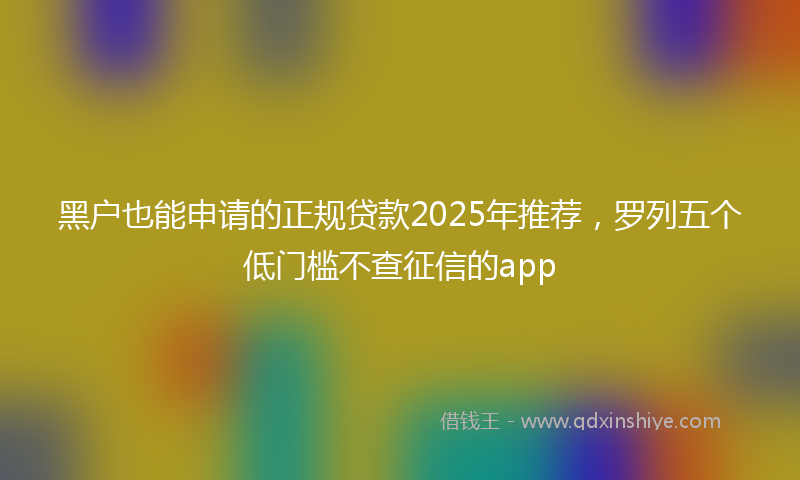 黑户也能申请的正规贷款2025年推荐，罗列五个低门槛不查征信的app