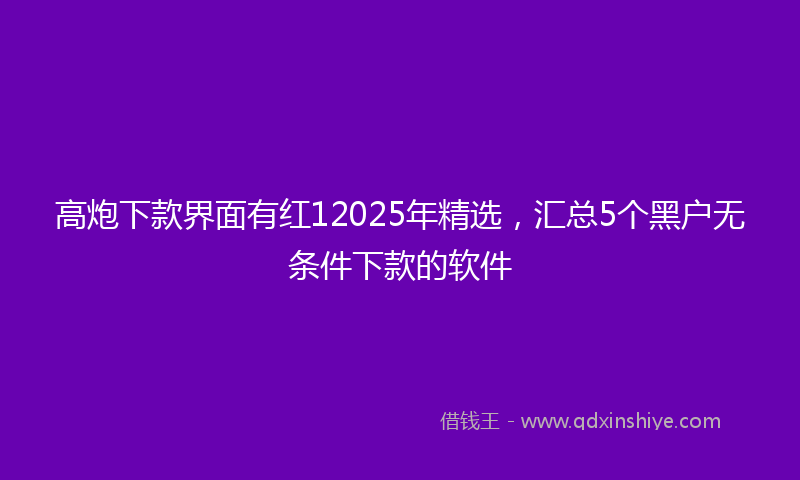 高炮下款界面有红12025年精选，汇总5个黑户无条件下款的软件