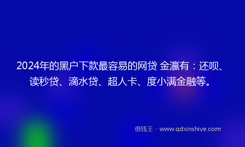 2024年的黑户下款最容易的网贷 金瀛有：还呗、读秒贷、滴水贷、超人卡、度小满金融等。