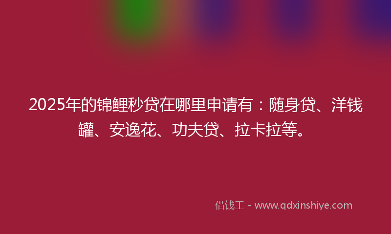 2025年的锦鲤秒贷在哪里申请有：随身贷、洋钱罐、安逸花、功夫贷、拉卡拉等。