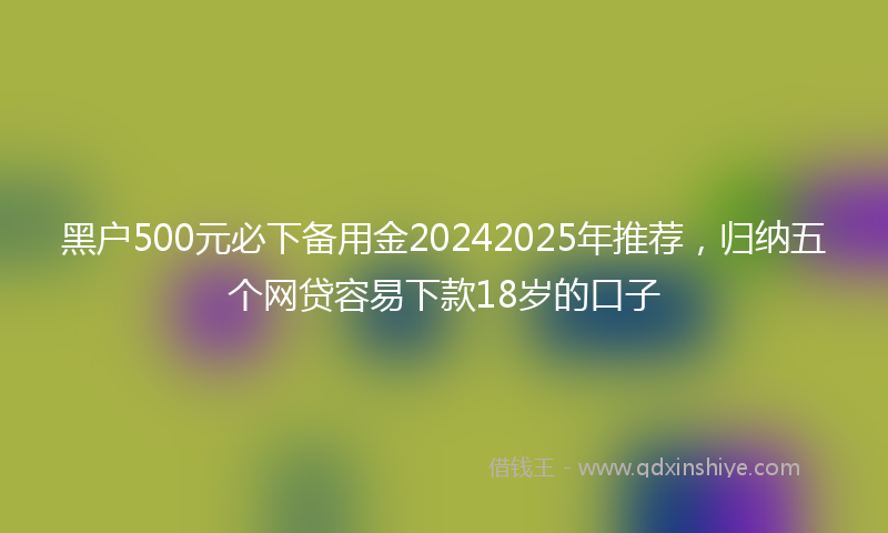 黑户500元必下备用金20242025年推荐，归纳五个网贷容易下款18岁的口子