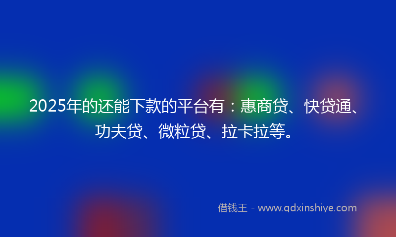 2025年的还能下款的平台有：惠商贷、快贷通、功夫贷、微粒贷、拉卡拉等。